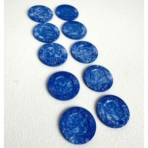 Lot of 10 Tripoley Marbled BLUE CHIPS ONLY Vintage 1975 Cadaco No 255
